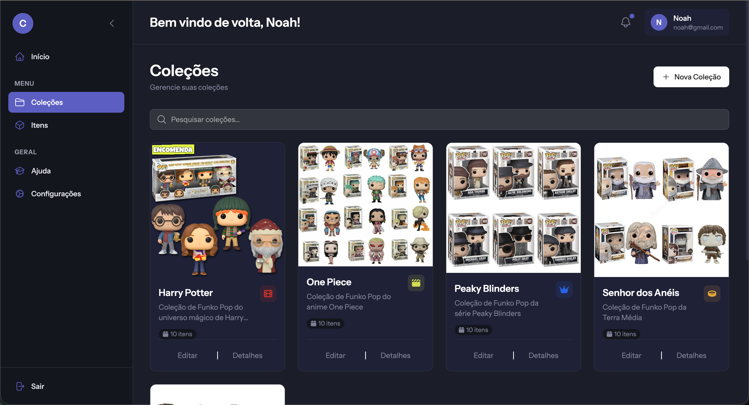 Tela de Coleções